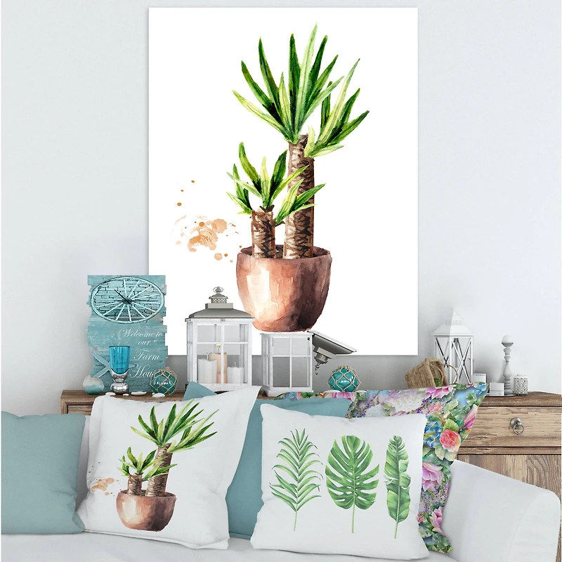 Designart - Yucca Tree In The Ceramic Flower Pot