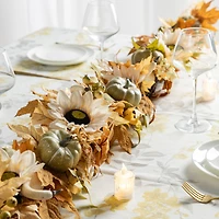 Glitzhome® 72" Fall Neutral Sunflower, Pumpkin and Leaf Garland