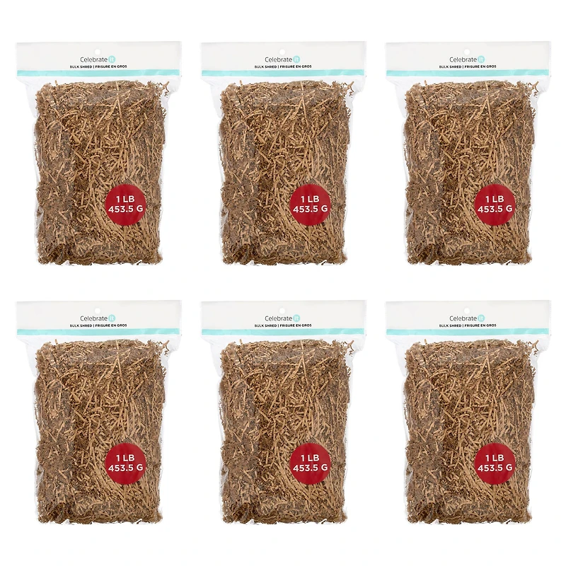 6 Pack: Kraft Paper Shreds by Celebrate It™, 1lb.