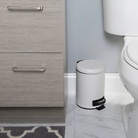 Elle Décor White Speckled Design Step Bin with Lid Trash Can