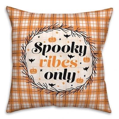 Spooky Vibes Only Plaid 18" x 18" Spun Poly Pillow