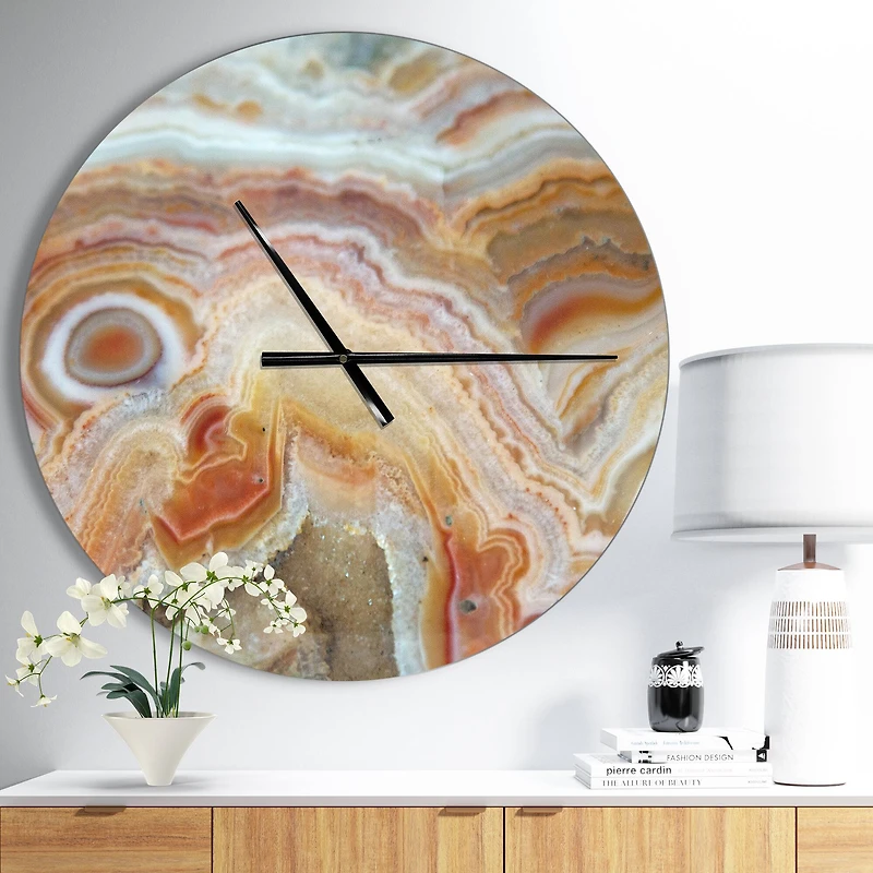 Designart 'Strips And Ovals On Agate Modern Wall Clock