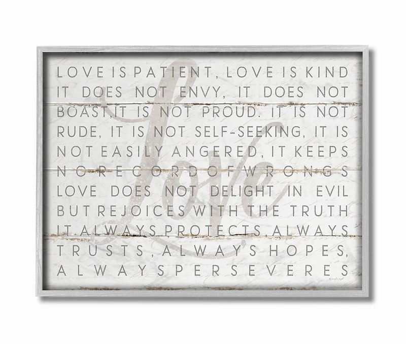 Stupell Industries Love Is Patient Corinthians Verse Gray Framed Wall Art