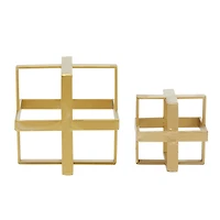 Gold Metal Glam Geometric Cube Sculpture Set