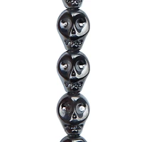 Black Glass Skull Beads, 10mm by Bead Landing™