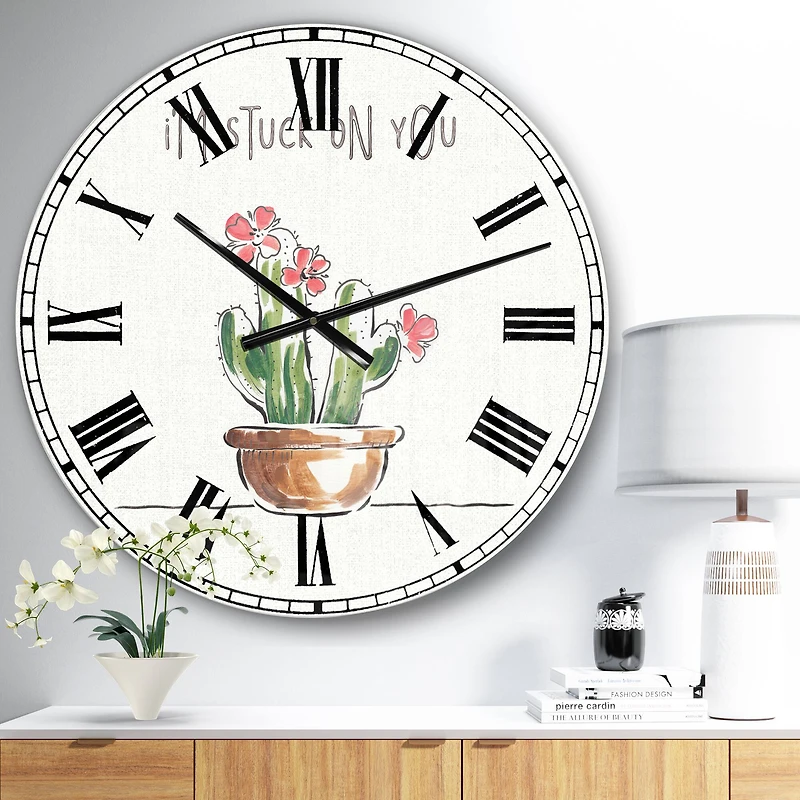 Designart 'Desert Botanical Bloom Ii Farmhouse Wall Clock