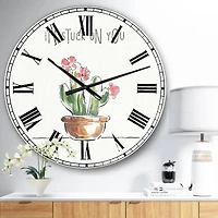 Designart 'Desert Botanical Bloom Ii Farmhouse Wall Clock