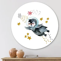 Designart - Little Penguin Flying Stars and Planets I