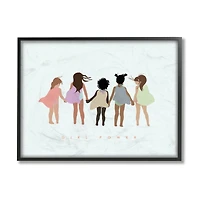 Stupell Industries Girl Power Phrase Inclusive Caped Superheroes Framed Wall Art