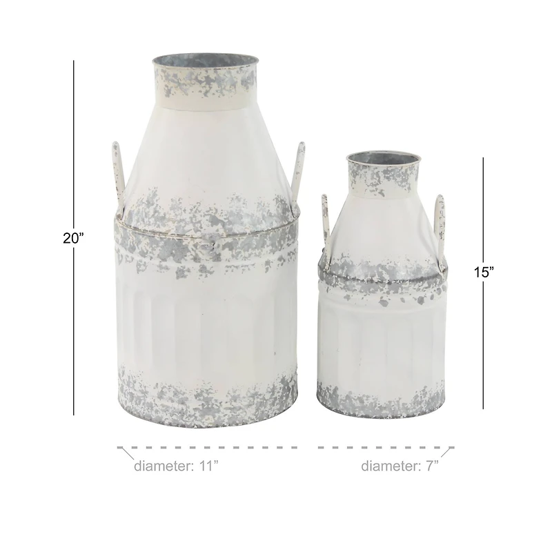 Distressed White Metal Farmhouse Decorative Jar, 2ct.