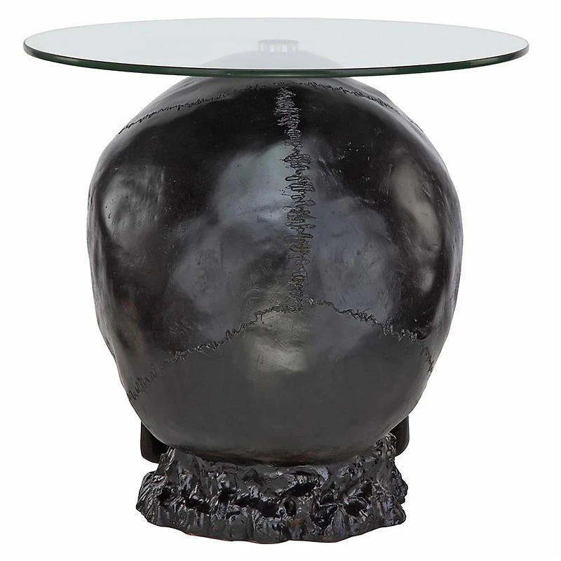 Design Toscano 19.5" Lost Souls Gothic Skull Glass-Topped Table