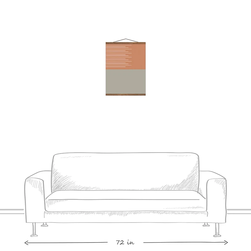 Terracotta Lines 16" x 20" Teak Hanging Canvas