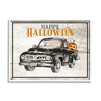 Stupell Industries Happy Halloween Pumpkin Truck Framed Giclee Art