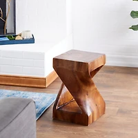 18'' Brown Saur Wood Contemporary Accent Table