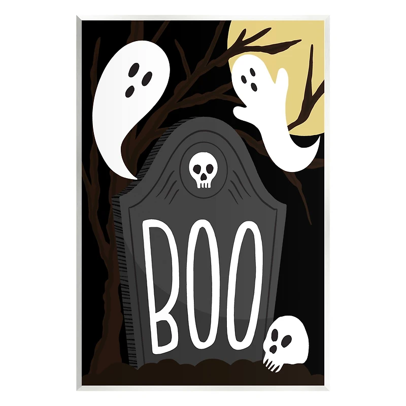 Stupell Industries Boo Haunted Night Gravestone Wall Plaque Art