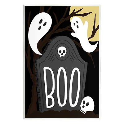 Stupell Industries Boo Haunted Night Gravestone Wall Plaque Art
