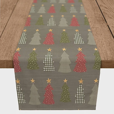 90" Gray Tree Pattern Cotton Twill Runner