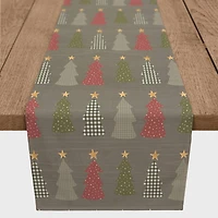 90" Gray Tree Pattern Cotton Twill Runner