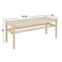 Hello Honey® Fernway 18" Solid Wood and Woven Rope Entryway Bench