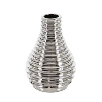 Set of 3 Silver Ceramic Glam Vase, 8" x 5"