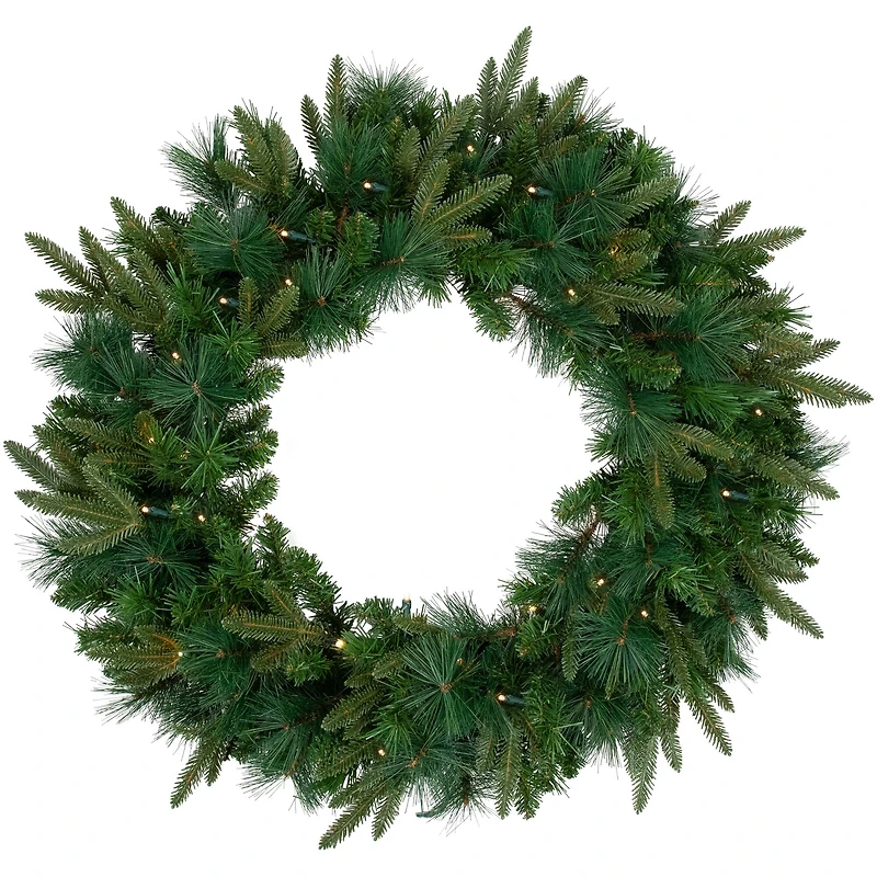 2.5ft. Pre-Lit Mixed Rosemary Emerald Angel Pine Artificial Christmas Wreath