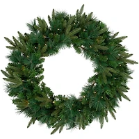 2.5ft. Pre-Lit Mixed Rosemary Emerald Angel Pine Artificial Christmas Wreath