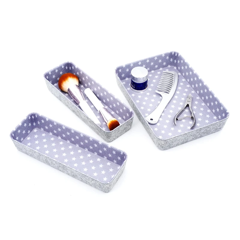 Welaxy Felt 3 Piece Stars Drawer Organizer Set