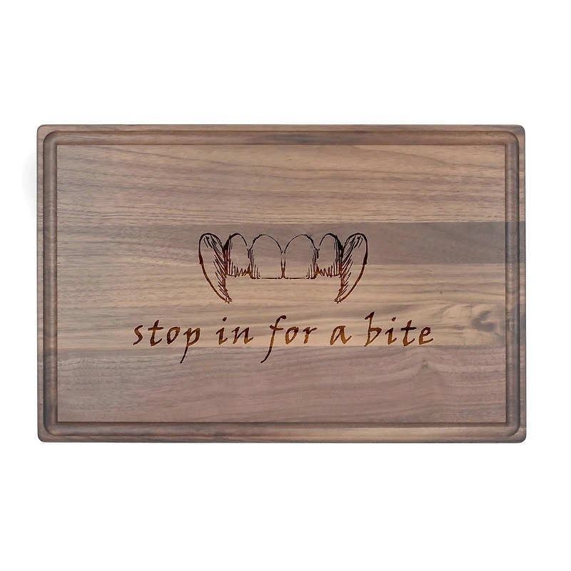 17" Stop in for a Bite Walnut Cutting Board