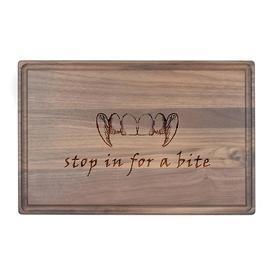 17" Stop in for a Bite Walnut Cutting Board