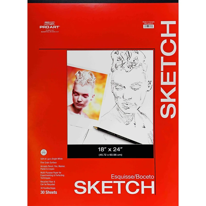 Pro Art® Taped Sketch Paper Pad, 18'' x 24
