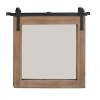 Brown Industrial Wood Wall Mirror