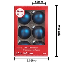 6 Pack 2.5" Satin Glass Ball Ornaments by Ashland