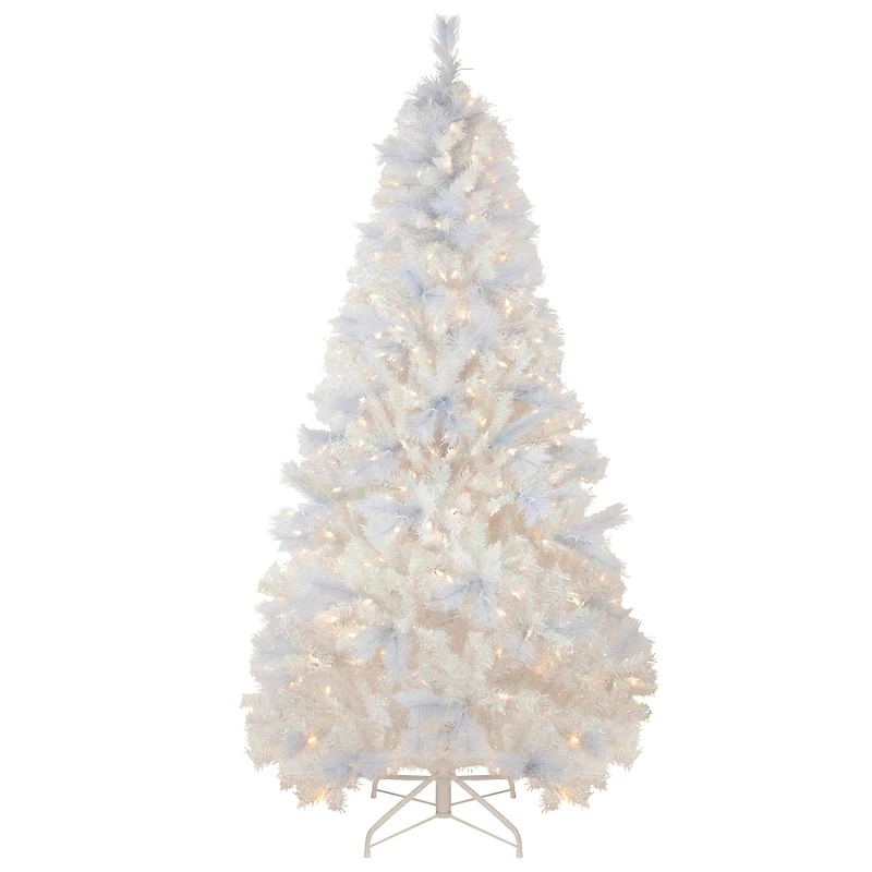 7.5ft. Pre-Lit Seneca White Spruce Artificial Christmas Tree, Dual Function LED Lights