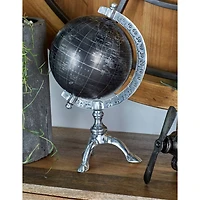12" Rustic Black Globe with Silver Aluminum Stand