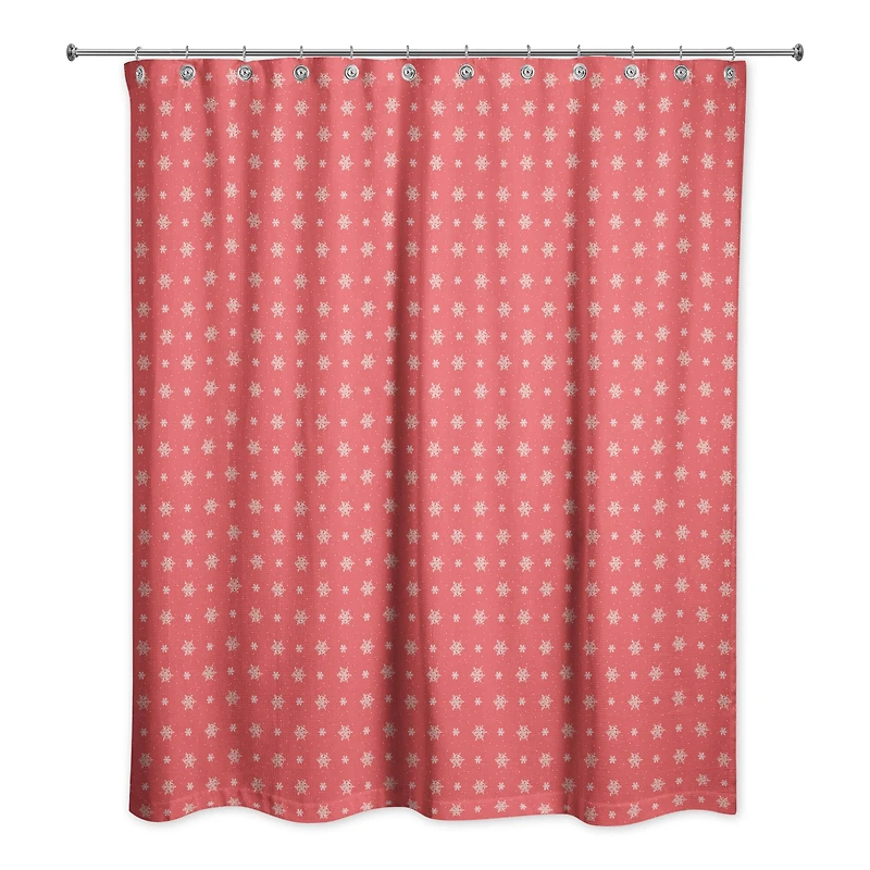 Red Snowflake Pattern Shower Curtain