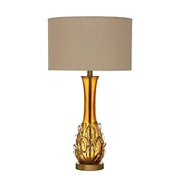 Hello Honey® 26.5" Amber Mid Century Glass Table Lamp with Fabric Shade