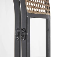 Gold Top Black Metal Arched Candle Lantern Set