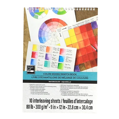 9" x 12" Watercolor Sheet Color Mixing Swatch Book by Artist's Loft™