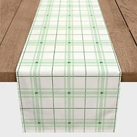 72" Green & White Clover Plaid Poly Twill Table Runner