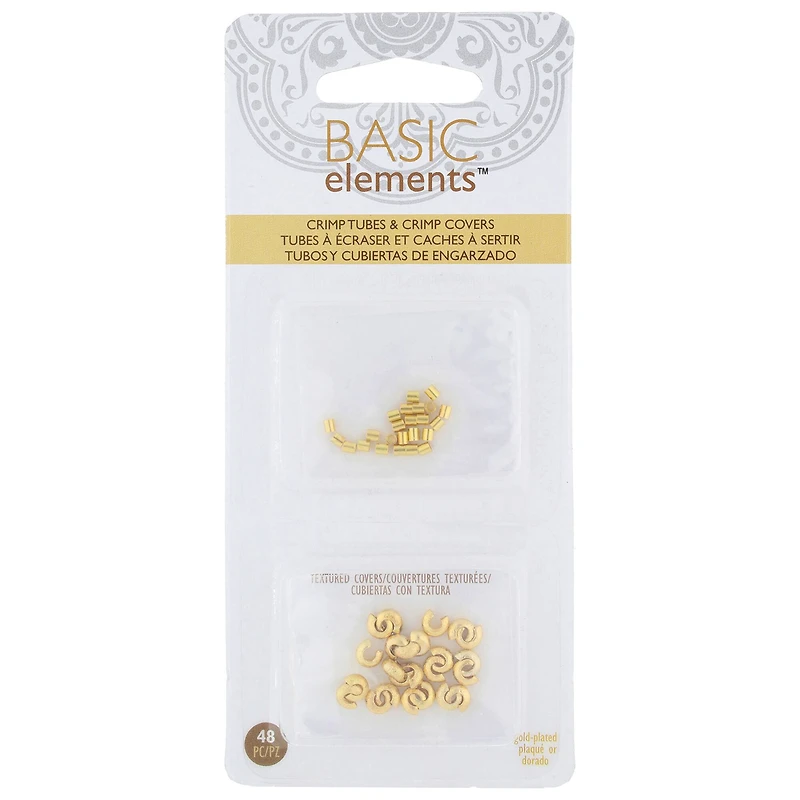 The Beadsmith® Basic Elements™ Gold-Plated Stardust Crimp Tubes & 4mm Covers