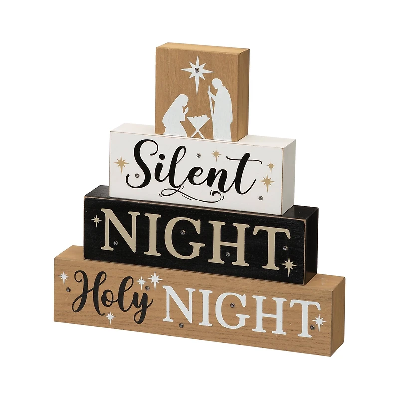 Glitzhome® 12" LED Lighted Nativity Block Word Sign