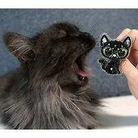 Crystal Art Beadwork Kit For Creating Broоch Black Cat