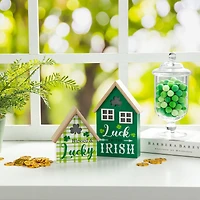 Glitzhome® Lighted St. Patrick's Wooden House Table Décor Set