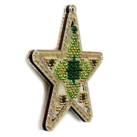 Wonderland Crafts Green & Gold Star Christmas Ornament Bead Embroidery Kit