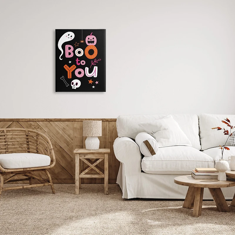 Stupell Industries Boo To You Smiling Halloween Elements Canvas Wall Art