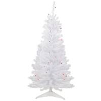 4ft. Pre-Lit White Woodbury Pine Slim Artificial Christmas Tree, Pink Lights