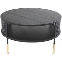32" Black Metal Open Grid Frame Coffee Table