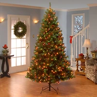 7.5 ft. Pre-lit Hinged North Valley Spruce Medium Artificial Christmas Tree