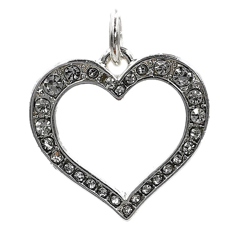 Charmalong™ Silver Plated & Stone Paved Heart Charm by Bead Landing™