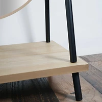 Metal & Wood Oval Cheval Swivel Floor Mirror with Shelf - 22" x 67"